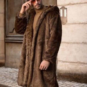 Men's Luxurious Brown Fur Coat